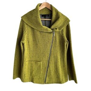 Liv by Habitat Asymmetrical Jacket Sz M Green Oversized Relaxed Shawl Collar